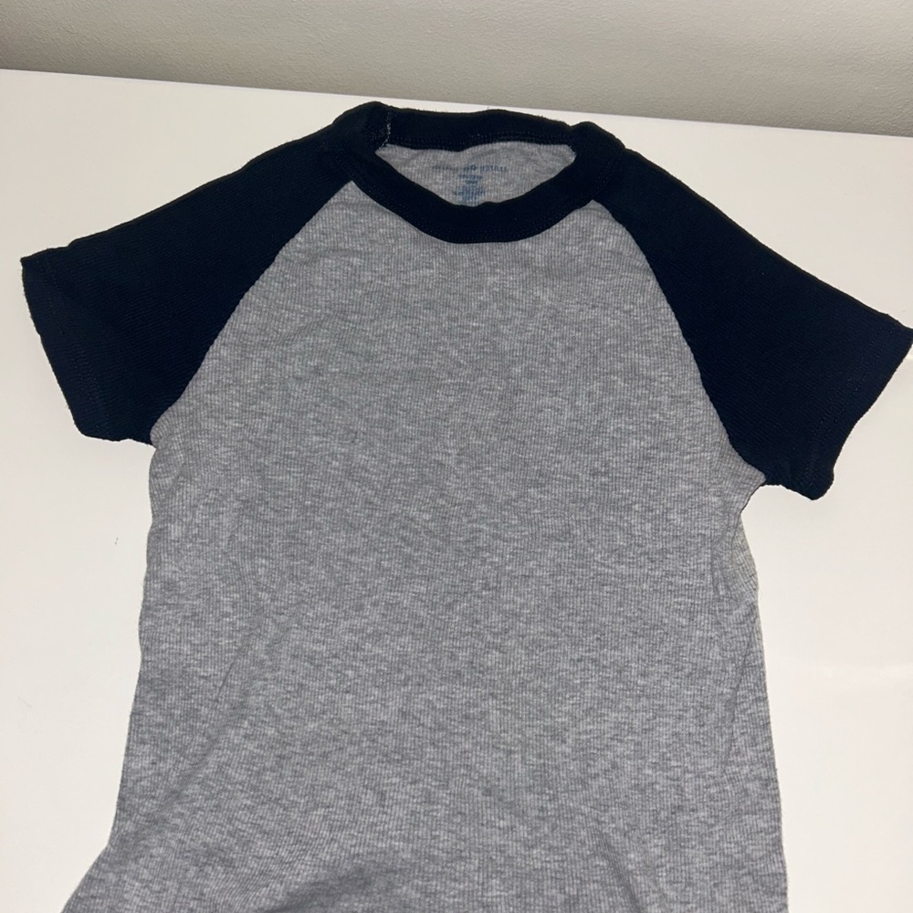Brandy Melville Gray and Black Short Sleeve Tee